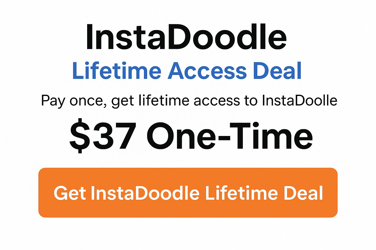 InstaDoodle Review 2025 lifetime deal showing $37 one-time payment offer for AI whiteboard software