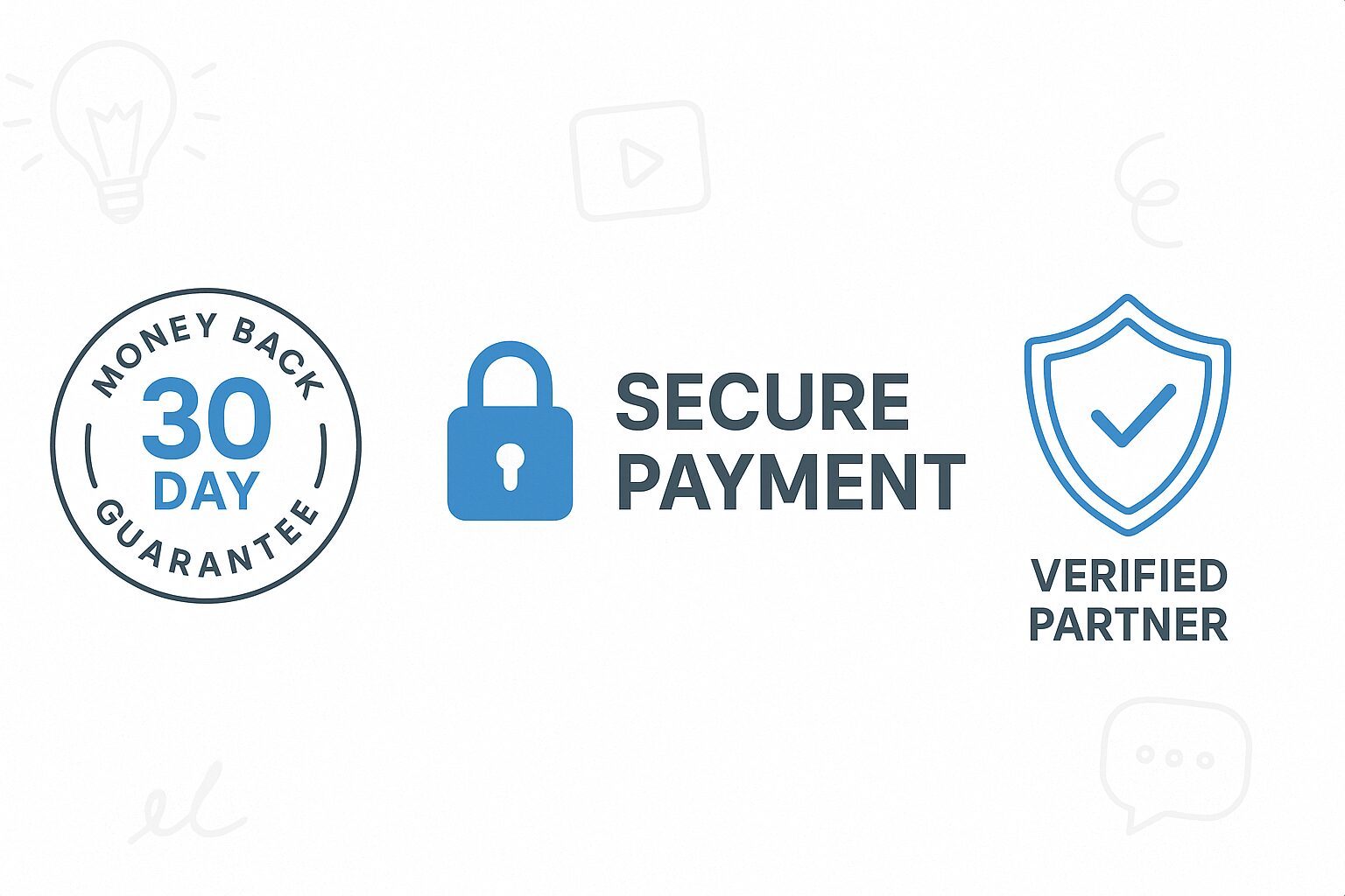 InstaDoodle Review 2025 trust badges showing 30-day money-back guarantee, secure payment, and verified partner icons