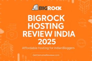 BigRock Hosting Review India 2025 featured image with BigRock logo, orange branding, and white text showing Affordable Hosting for Indian Bloggers.