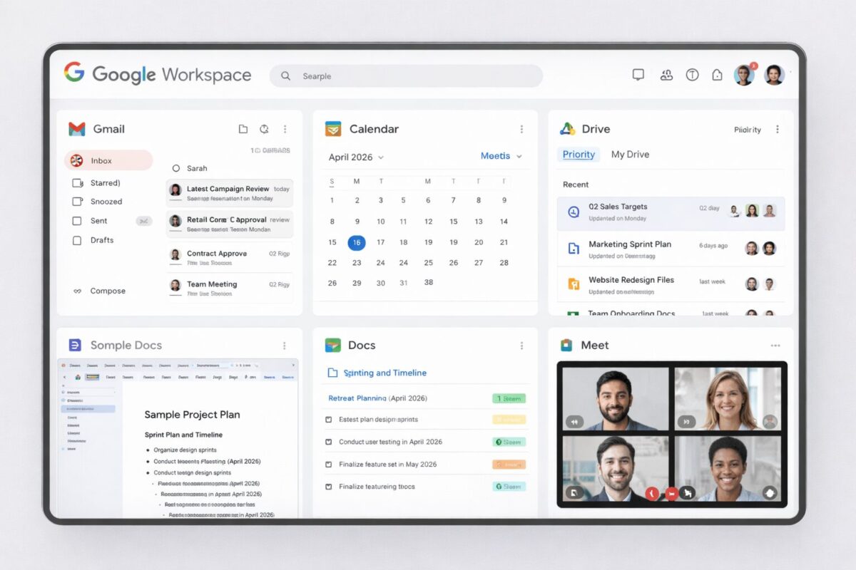 Google Workspace collaboration tools dashboard for teams