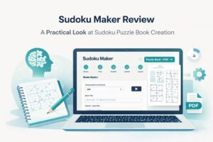 Sudoku Maker review showing sudoku puzzle book creation software interface