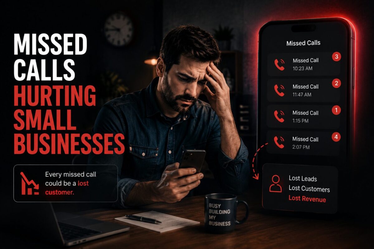 Small business owner stressed by missed customer calls and lost business opportunities